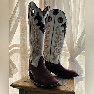 Tony Lama Tall White and Brown Western Boots
